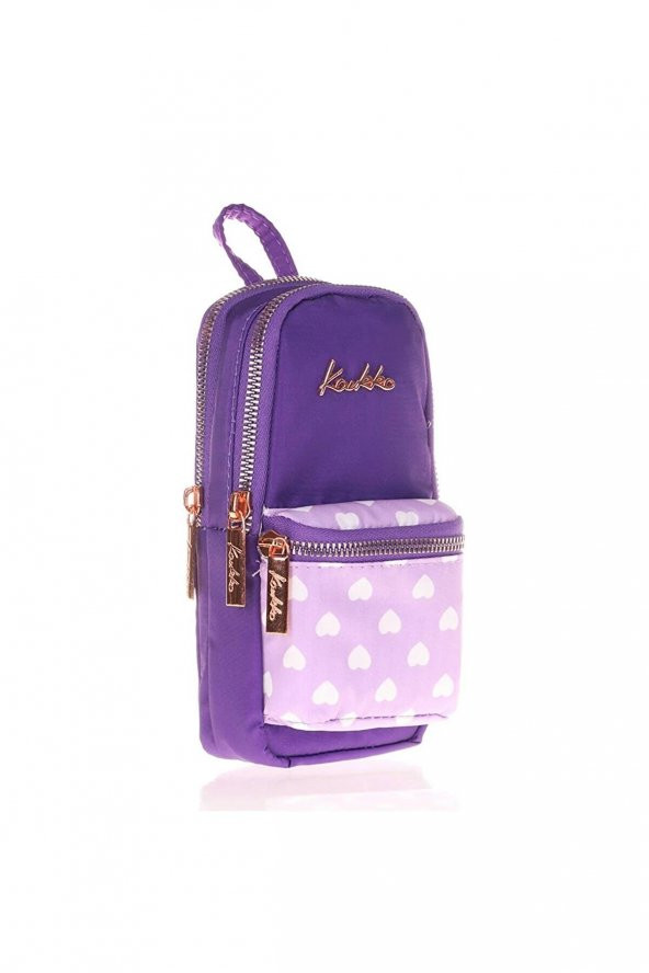 Kaukko Kalem Çantası Soft Floral Junior Bag Purple Üç Bölmeli Kalemlik