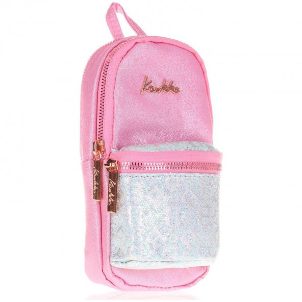 Kaukko Kalem Çantası Amazing Junior Bag B Letter Simli Pembe Üç Bölmeli Kalemlik