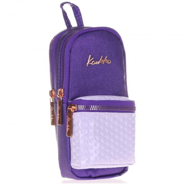 Kaukko Magic Dream Üç Bölmeli Çanta Şekilli Kalem Çantası Mor Simli Kalemlik