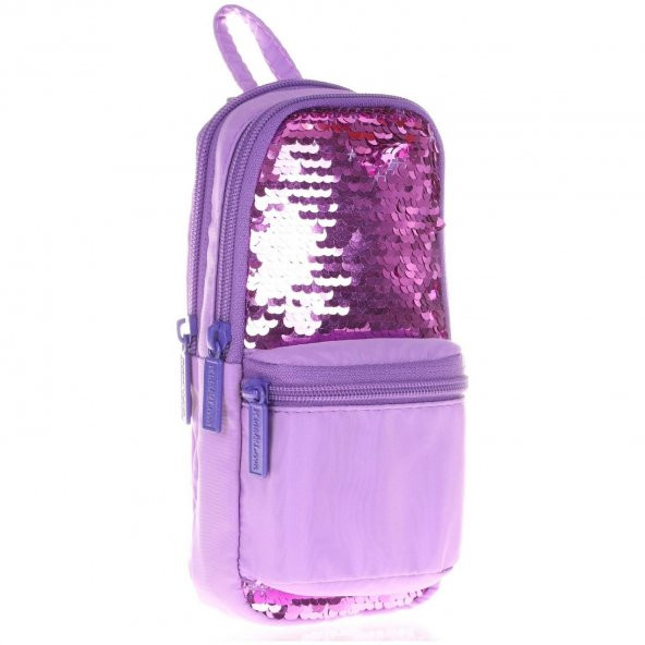 Kaukko Kalem Çantası Magıcal Junior Bag Pullu Lila Üç Bölmeli Kalemlik - 1