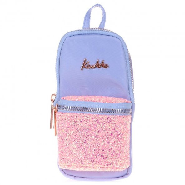 Kaukko Kalem Çantası Bright Junior Bag Taşlı-Floral Mavi Üç Bölmeli Kalemlik - 2