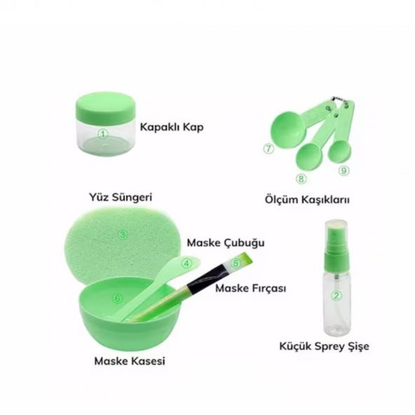 Kendin Yap Yüz Maskesi Karıştırma Aleti Seti Yeşil Renk - 2