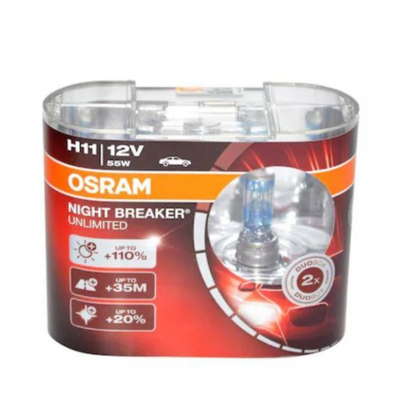 Set Ampül Far H11 12V 110 Fazla Işık Osram 64211 NBU