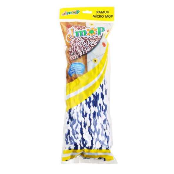Elmop PM02 Yedek Pamuklu Mikrofiber Islak Vidalı İpli Mop Paspas Takımı - 1 Adet - Resim 2