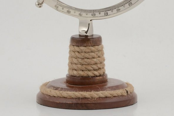 Dekoratif Dünya Küre Ahşap Ayaklı Hasırlı 8 İnç 34 Cm - 3