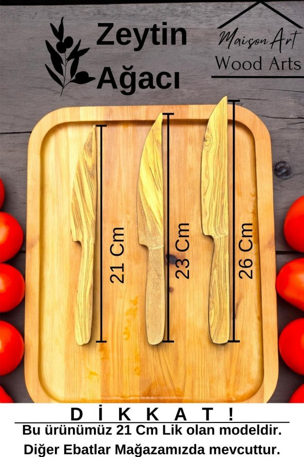 Zeytin Ağacı Bıçak | 21 Cm El Yapımı Ahşap Bıçak Doğal Ağaç Bıçak - 3
