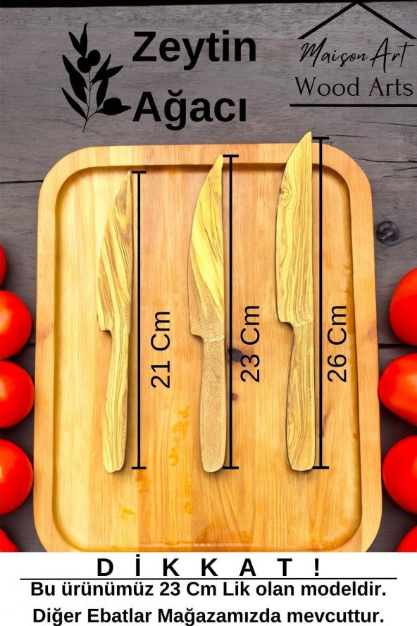 Zeytin Ağacı Bıçak | 23 Cm El Yapımı Ahşap Bıçak Doğal Ağaç Bıçak - 3