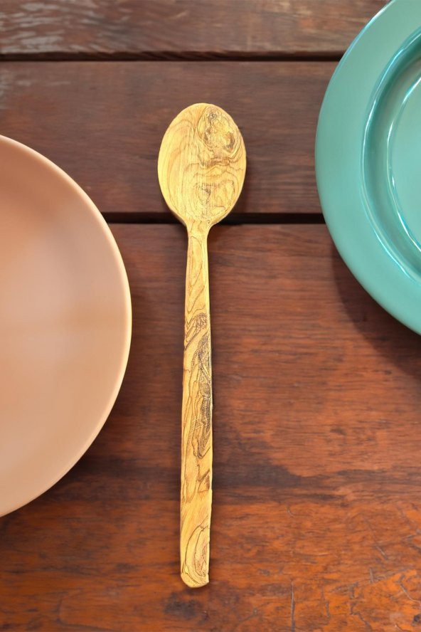 Zeytin Ağacı Kaşık 22 Cm | El Yapımı Ahşap Kaşık Doğal Ağaç - 2