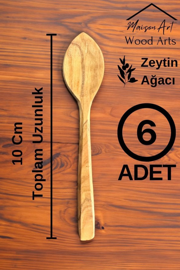 Zeytin Ağacı Reçel Kaşık Seti | 6lı El Yapımı Ahşap Baharat Bal Kaşığı - 3