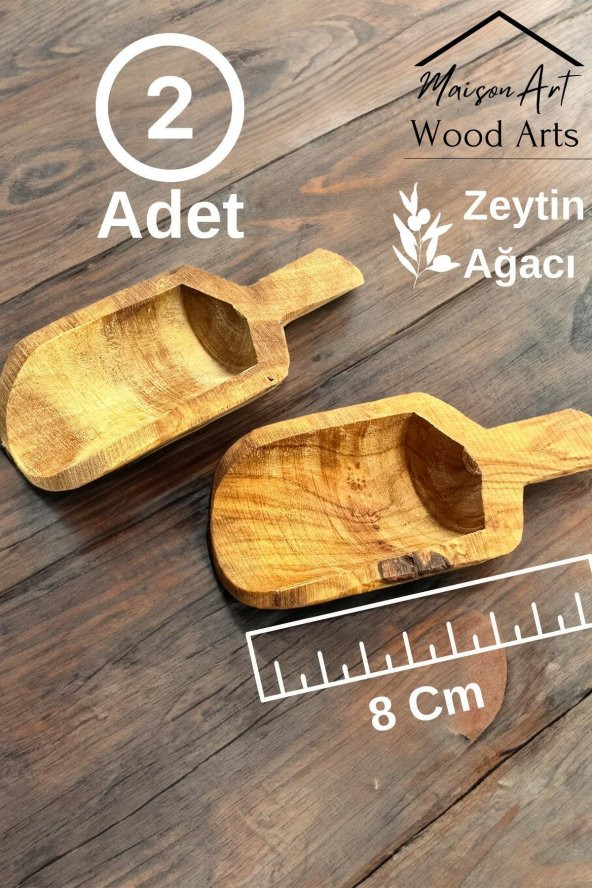 Zeytin Ağacı Baharat Kaşığı Seti | 2li El Yapımı Ahşap Baharat Bal Kaşığı - 3