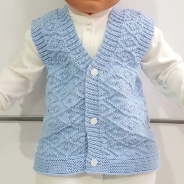 Triko Mavi Erkek Bebek Yelek - 4