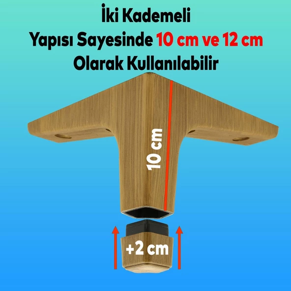 Sedef Lüks Mobilya Kanepe Sehpa Tv Ünitesi Koltuk Ayağı 12 Cm Koyu Ceviz Ayakları (4 ADET) - 3