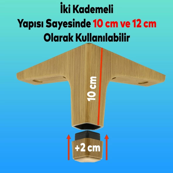 Sedef Lüks Mobilya Kanepe Sehpa Tv Ünitesi Koltuk Ayağı 12 Cm Açık Ceviz Ayakları (4 ADET) - 5