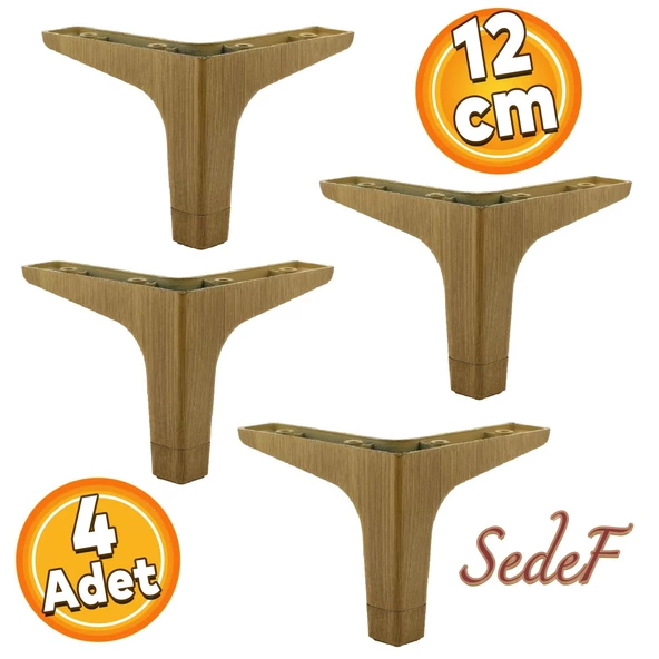 Sedef Lüks Mobilya Kanepe Sehpa Tv Ünitesi Koltuk Ayağı 12 Cm Açık Ceviz Ayakları (4 ADET)