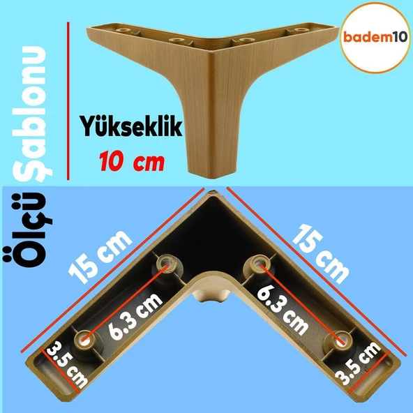 Dolap Mobilya Kanepe Sehpa Tv Ünitesi Koltuk Ayağı 10 Cm Koyu Ceviz Ayakları (4 ADET) - 3