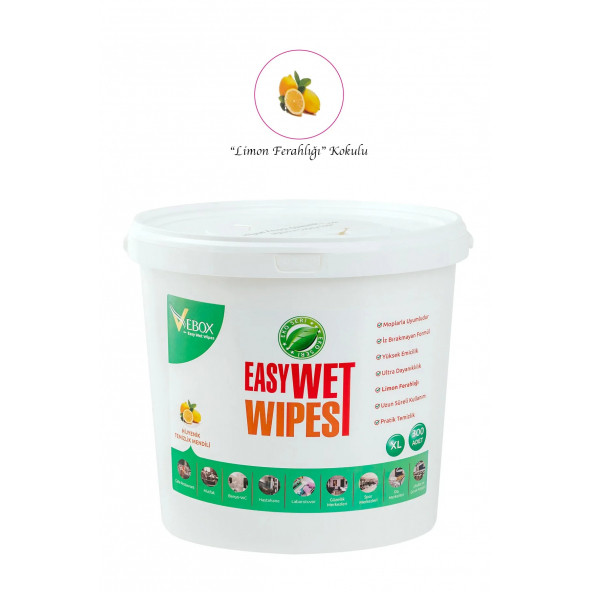 Vebox Easy Wet Wipes Kova Islak Mendil Limon Ferahlığı Eco 300 Adet