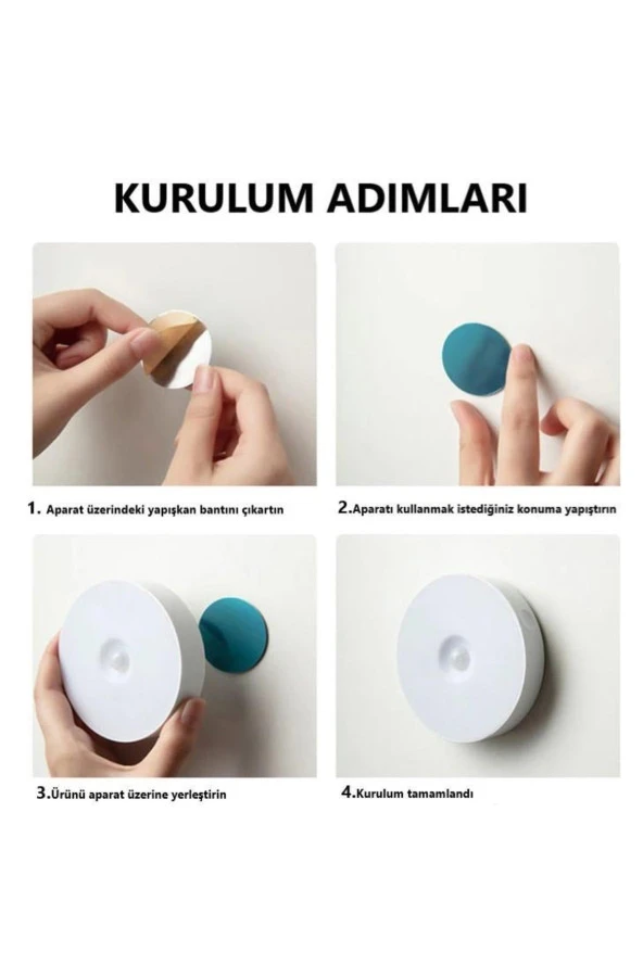 6 Adet Koridor Ve Merdiven Için Şarjlı Hareket Sensörlü Led Işık Beyaz Işık - 4