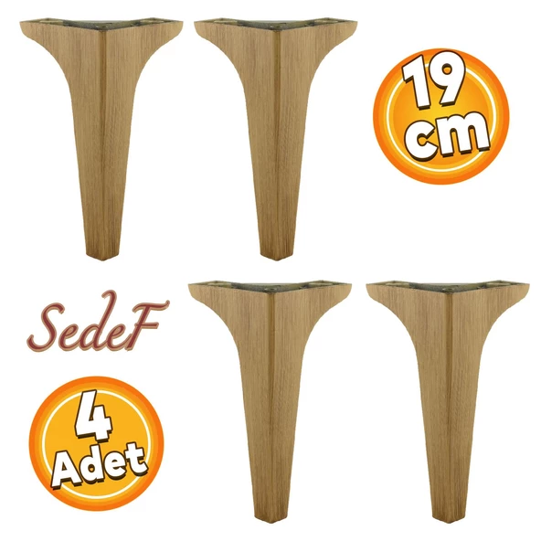 Sedef Lüks Mobilya Kanepe Tv Ünitesi Konsol Koltuk Ayağı 19 Cm Açık Ceviz Ayakları 4 Adet