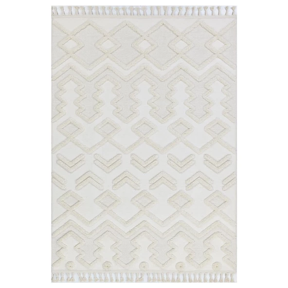 Madu İskandinav Tarz Saçaklı Krem Dokuma Salon ve Oturma Odası Halısı 1184_RO_66 - 6