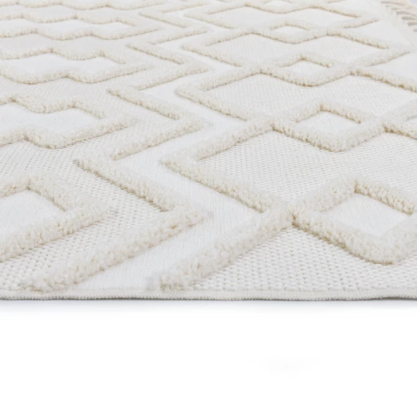 Madu İskandinav Tarz Saçaklı Krem Dokuma Salon ve Oturma Odası Halısı 1184_RO_66 - 3