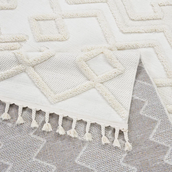 Madu İskandinav Tarz Saçaklı Krem Dokuma Salon ve Oturma Odası Halısı 1184_RO_66 - 5