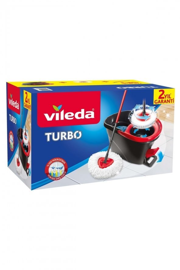 Vileda Turbo Pedallı Temizlik Seti (komple Set)+ Turbo Yedek Mop Paspas Ucu (100 Mikrofiber) - 2