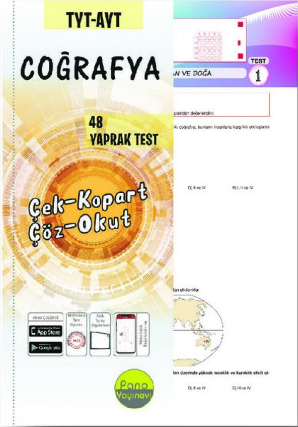 TYT-AYT Coğrafya Yaprak Testleri (48 Adet) Çek Kopart - Pano