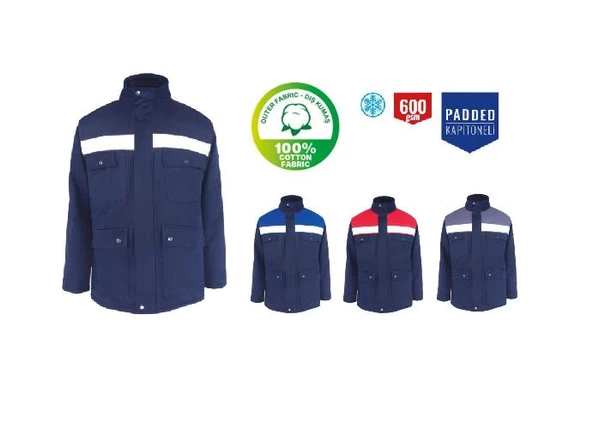 Kışlık İş Kabanı Çok Cepli Myform Marka 4111 Winto Lacivert Renk Yüzde Yüz Pamuk