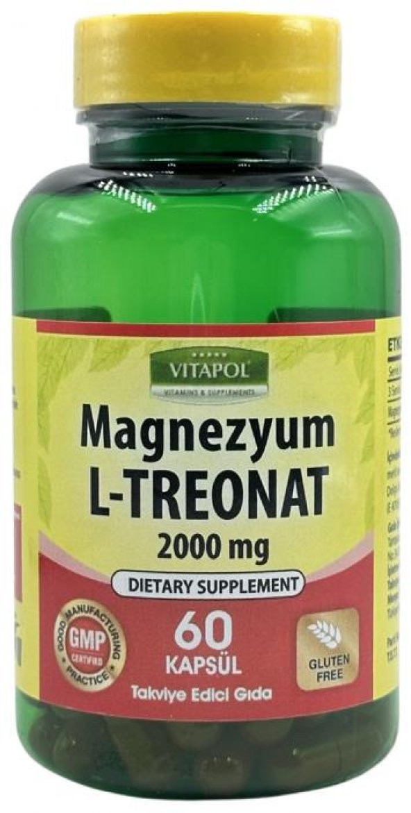 Vitapol Magnezyum L-Treonat 2000 Mg 60 Vegan Kapsül Magnesium L-Treonate - 1