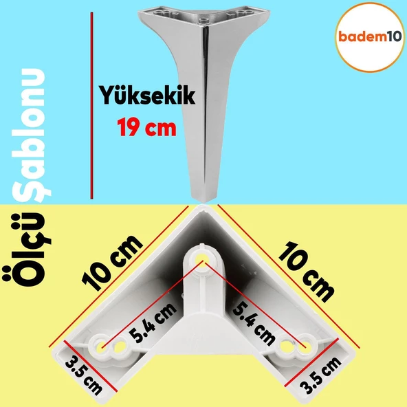 Sedef Lüks Mobilya Kanepe Tv Ünitesi Konsol Koltuk Ayağı 19 Cm Parlak Krom Ayakları 4 Adet - 3