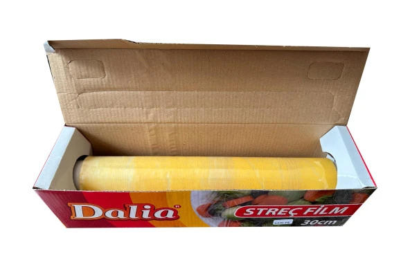 Dalia Şeffaf Mutfak Rulo Streç Film Folyo - 30 Cm. x 100 Metre - Gıdaya Uygun - 3 Paket - Resim 3