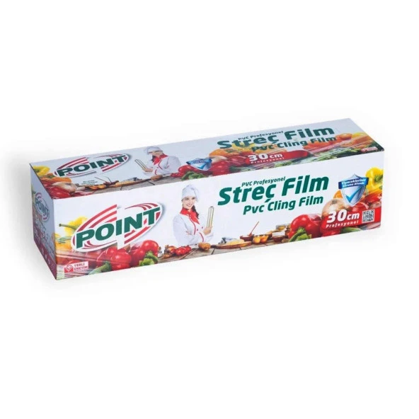 Point Şeffaf Mutfak Rulo Streç Film Folyo - 30 Cm. x 150 Metre - Gıdaya Uygun - 1 Paket