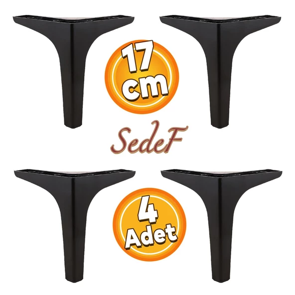 Sedef Lüks Mobilya Kanepe Tv Ünitesi Konsol Koltuk Ayağı 17 Cm Siyah Ayakları 4 Adet