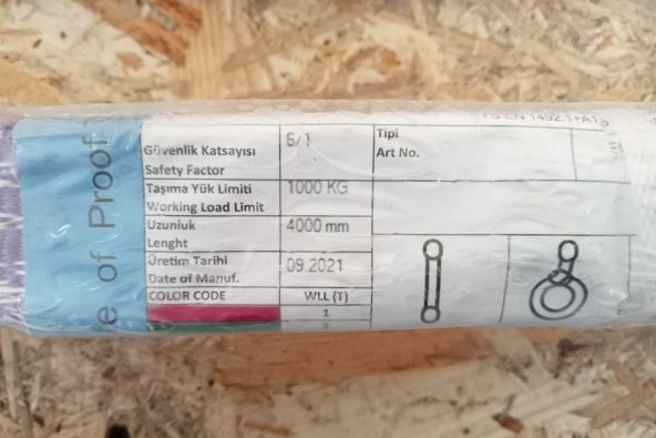 Powerk Polyester Düz Sapan 1 Ton 4 Metre 6/1 (Mor) - 3