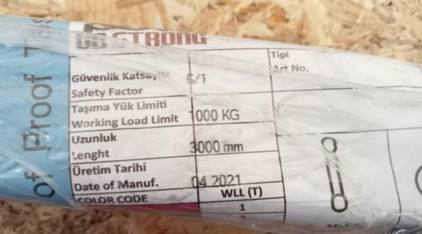 Powerk Polyester Düz Sapan 1 Ton 3 Metre 6/1 (Mor) - 3