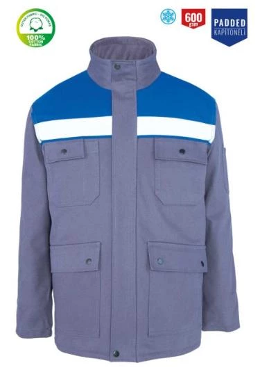 Kışlık İş Takımı Çok Cepli Reflektörlü Mont 4111 ve 7/7 İş Pantolonu 2958 Gri Renk Yüzde Yüz Pamuk - 8
