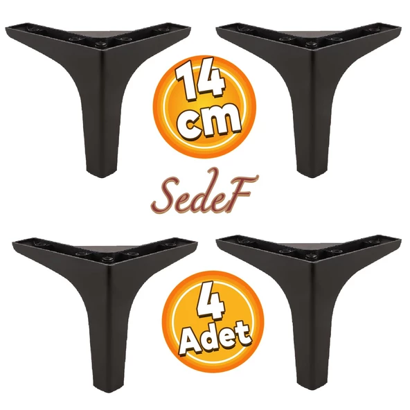 Sedef Lüks Mobilya Kanepe Sehpa Tv Ünitesi Koltuk Ayağı 14 Cm Siyah Ayakları 4 Adet