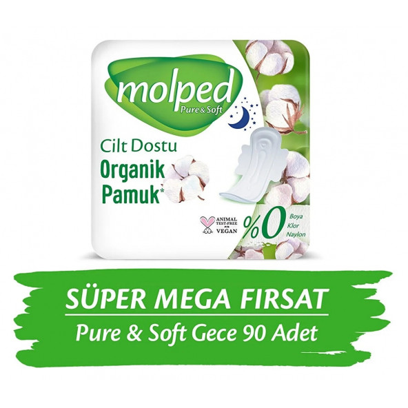 Molped Pure&soft Hijyenik Ped Gece Süper Mega Paket 90 Adet