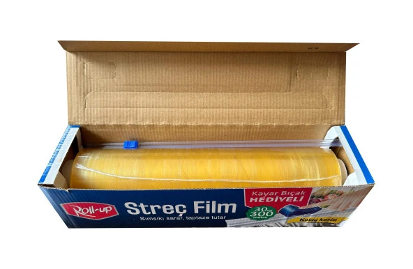 Roll-Up Şeffaf Mutfak Rulo Streç Film Folyo - 30 Cm. x 300 Metre - Gıdaya Uygun - 5 Paket - Resim 3