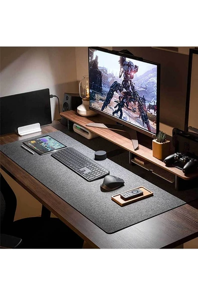 RevuBaby Oyuncu Mouse Pedi Masa Üstü Düzenleyici Mat Keçe Çalışma Masası Düzenleme 40x100 cm