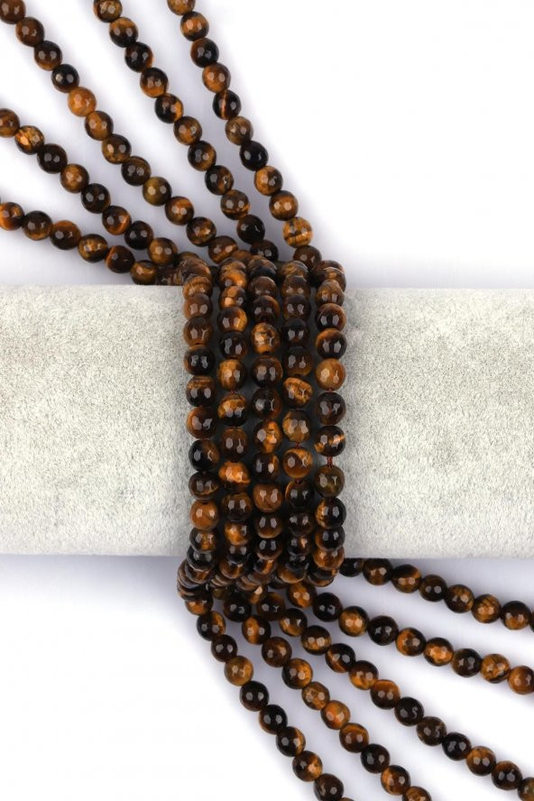 Kaplan Gözü Doğal Taş Dizi 6 mm Fasetli Küre Kesim ürün görseli