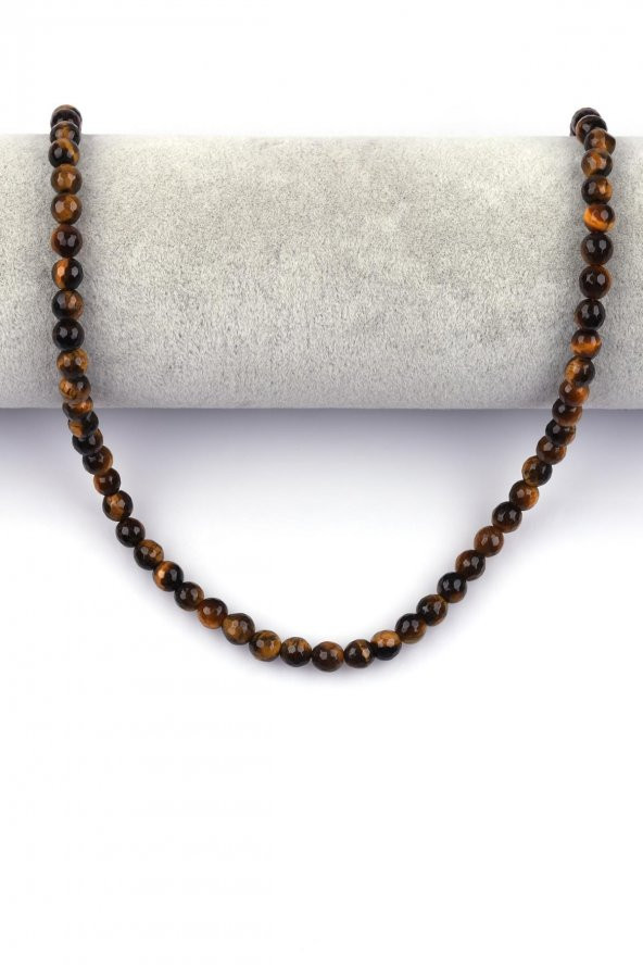 Kaplan Gözü Doğal Taş Dizi 6 mm Fasetli Küre Kesim - Resim 2