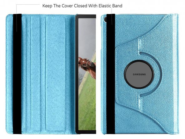 Smody Samsung Galaxy Tab A8 LTE SM-X207 Kılıf 360 Dönerli Standlı Kapaklı + Temperli Cam Ekran Koruyucu - 5