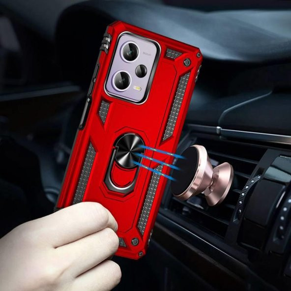 Smody Xiaomi Redmi Note 12 Pro 5G Kılıf Kamera Korumalı Sürgülü Yüzüklü Standlı Tank - 3