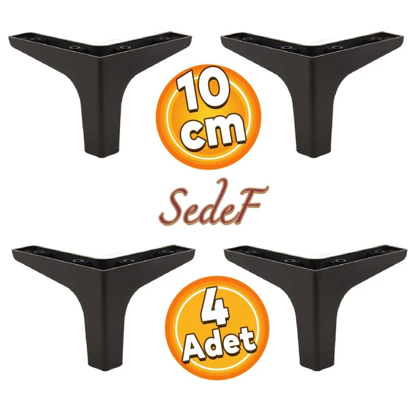 Sedef Lüks Mobilya Kanepe Sehpa Tv Ünitesi Koltuk Ayağı 10 Cm Siyah Ayakları (4 ADET)