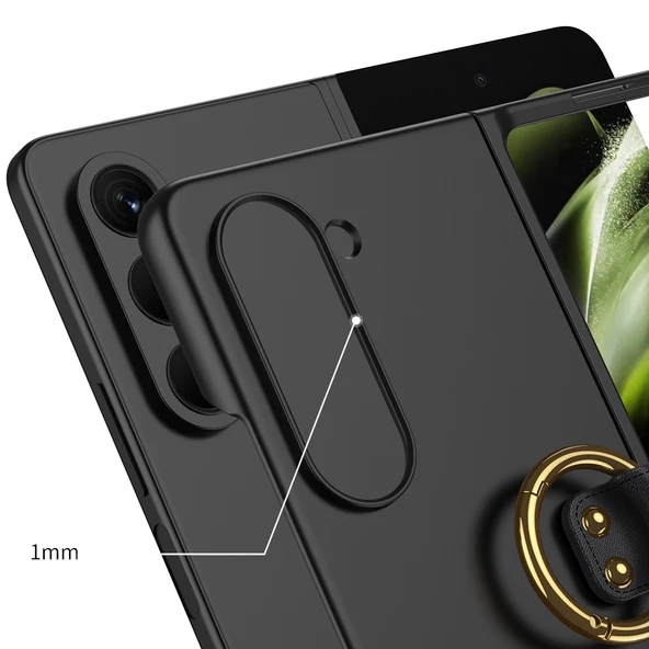 Galaxy Z Fold 5 Kılıf Zore Kıpta Yüzüklü Flip Sert Kılıf - 8