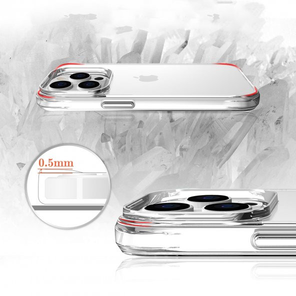 Apple iPhone 13 Pro Max Kılıf Zore Şeffaf Ultra İnce Airbag Tasarımlı Okka Kılıf - 5
