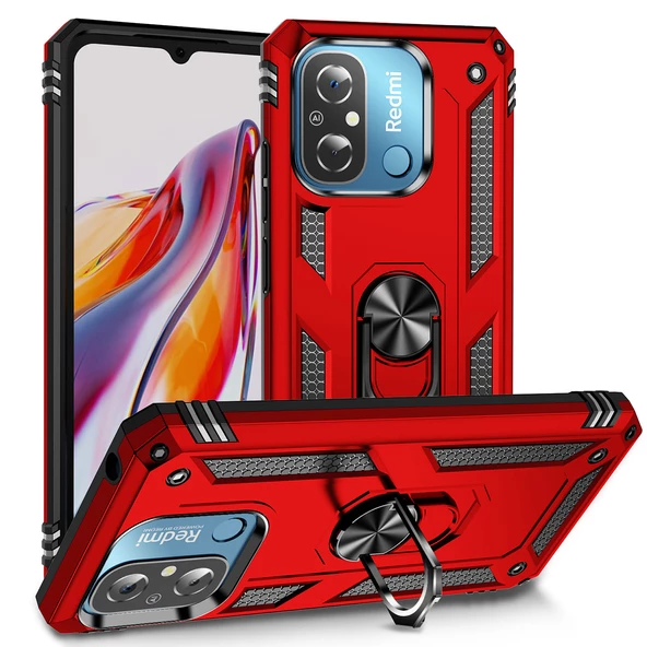Xiaomi Redmi 12C Kılıf Zore Vega Yüzük Standlı Zırh Kılıf - 3