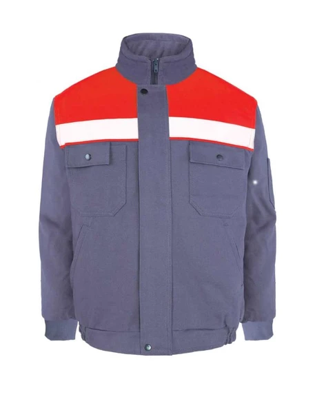 Kışlık İş Takımı Çok Cepli İç Yapısı Polarlı Reflektörlü İş Montu ve 7/7 İş Pantolonu  Gri Renk Yüzde Yüz Pamuk 3117-2958 - 6