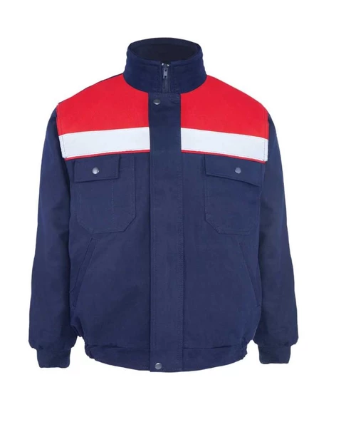 Kışlık İş Takımı Çok Cepli İç Yapısı Polarlı Reflektörlü İş Montu ve 7/7 İş Pantolonu  Lacivert Renk Yüzde Yüz Pamuk 3117-2958 - 4